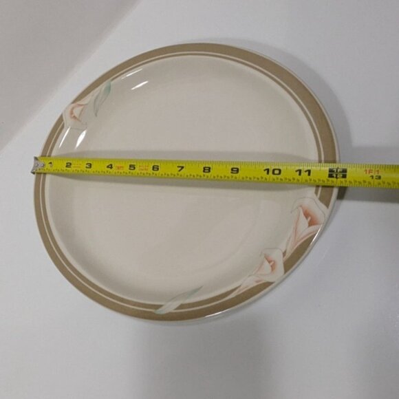 Syracuse China Calla Lily Oval Dinner Plate Cream Brown Floral Design Vintage - Picture 2 of 10